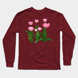 Circle of Pink Tulips Long Sleeve T-Shirt